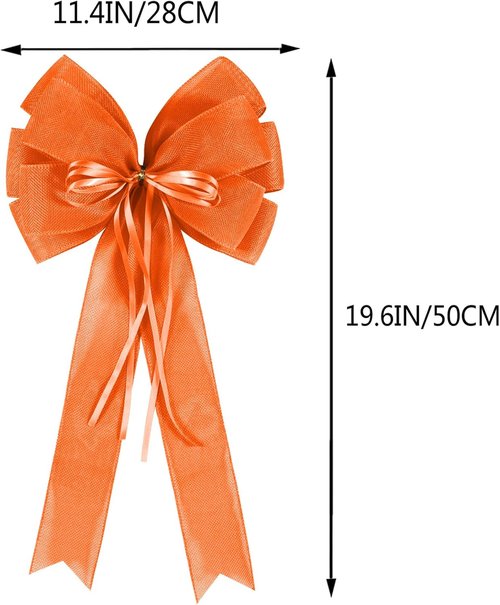 Hongsome Fall Bows for Wreaths - Decorative Orange Burlap & Glitter String | 2 PCS for Autumn Decor