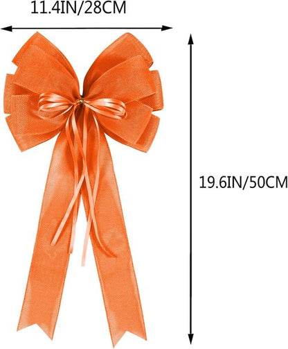 Hongsome Fall Bows for Wreaths - Decorative Orange Burlap & Glitter String | 2 PCS for Autumn Decor
