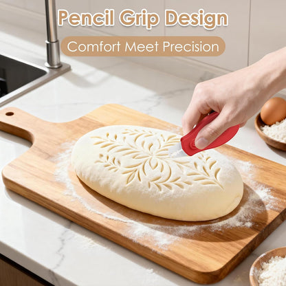 Skiennix Bread Lame Sourdough Scoring Tool - Magnetic & Extractable Design | Includes 5 Razor Blades, Beige/Red