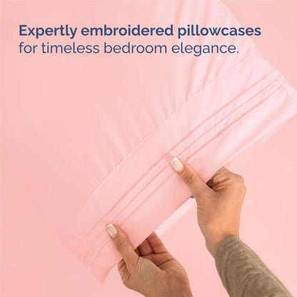 Split King Size 5-Piece Sheet Set | Comfy Cooling Bed Sheets - Luxury Hotel Quality - Deep Pockets, Soft, Wrinkle-Free - Oeko-Tex Certified - Baby Pink
