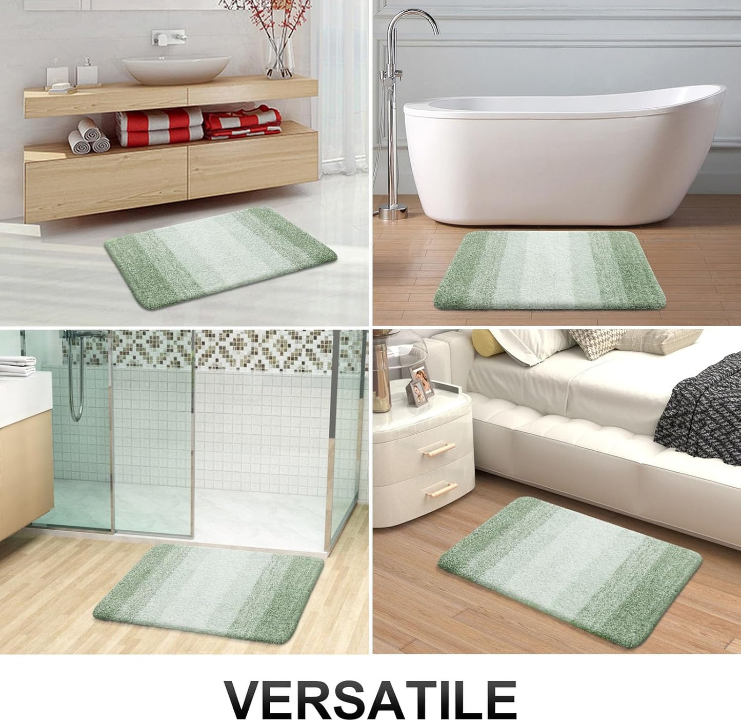 OLANLY Bathroom Runner Rug - Extra Soft Microfiber Mat with Rubber Backing | 44x24, Sage Green, Quick Dry