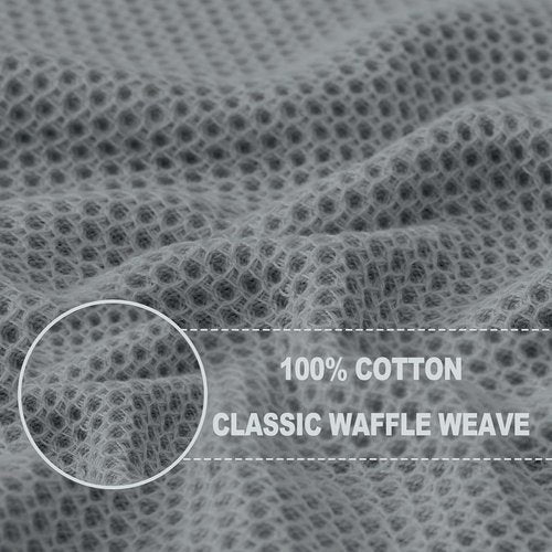 Homaxy 100% Cotton Waffle Weave Dish Towels - Ultra Soft & Absorbent | Quick Drying, 13 x 28 Inches, 8-Pack, Grey