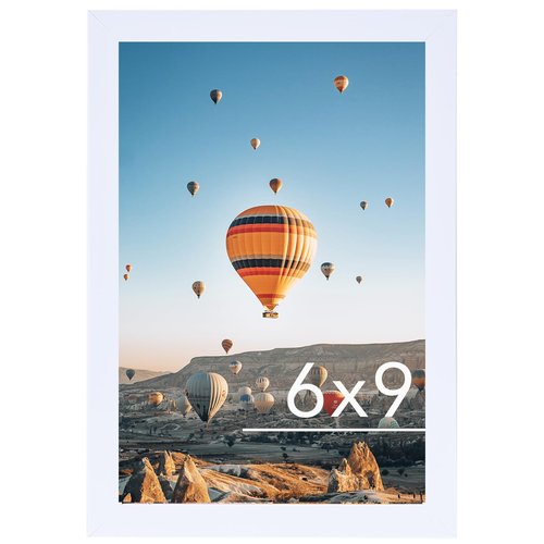 JCJMY 6x9 Picture Frame White for Wall Hanging or Tabletop- Wall Mounting Horizontally or Vertically, 6 x 9 Wall Gallery Poster Photo Frame for 6 by 9 Photos,White