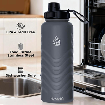 Skiennix 32oz Stainless Steel Insulated Water Bottle - 48H Cold & 24H Hot, Leak-Proof, BPA-Free | Grey