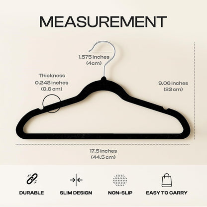 Utopia Home Velvet Hangers - 100 Pack Luxury Non-Slip Slim Coat & Pant Hangers | Strong Space-Saving Design, Black