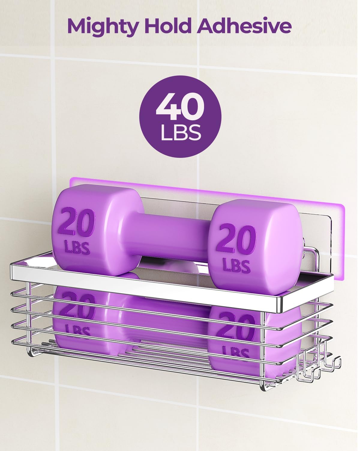 ODesign Shower Caddy - 3 Pack Stainless Steel Wall-Mounted Shelves | No Drilling, Rustproof, Silver