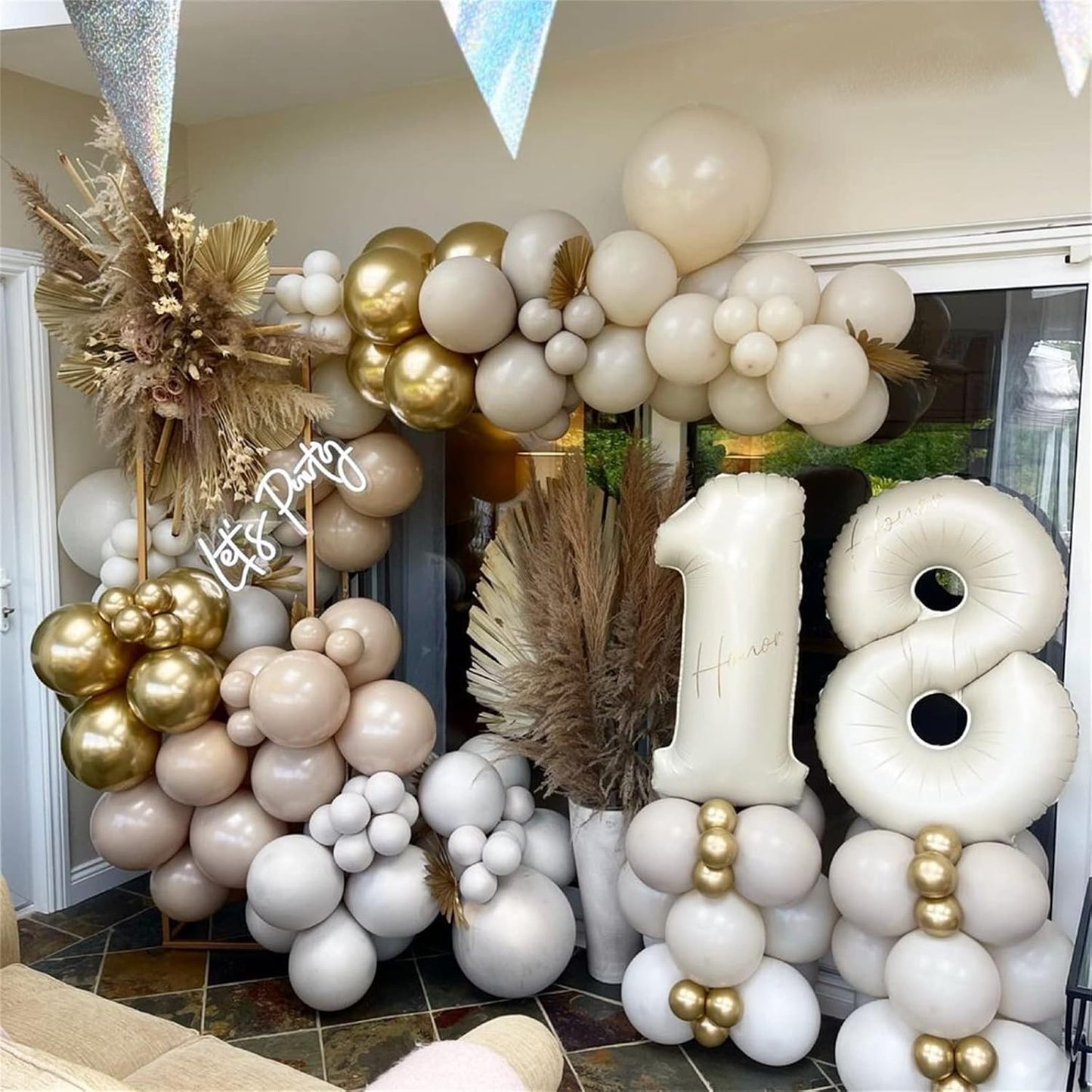 Skiennix 40-Inch Beige Number 10 Balloons - Helium Foil for 10th Birthday Decorations | Ivory White & Cream