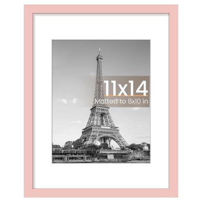upsimples 11x14 Picture Frame, Display Pictures 8x10 with Mat or 11 x 14 Without, Wall Hanging Photo Frames, Pink, 1 Pack