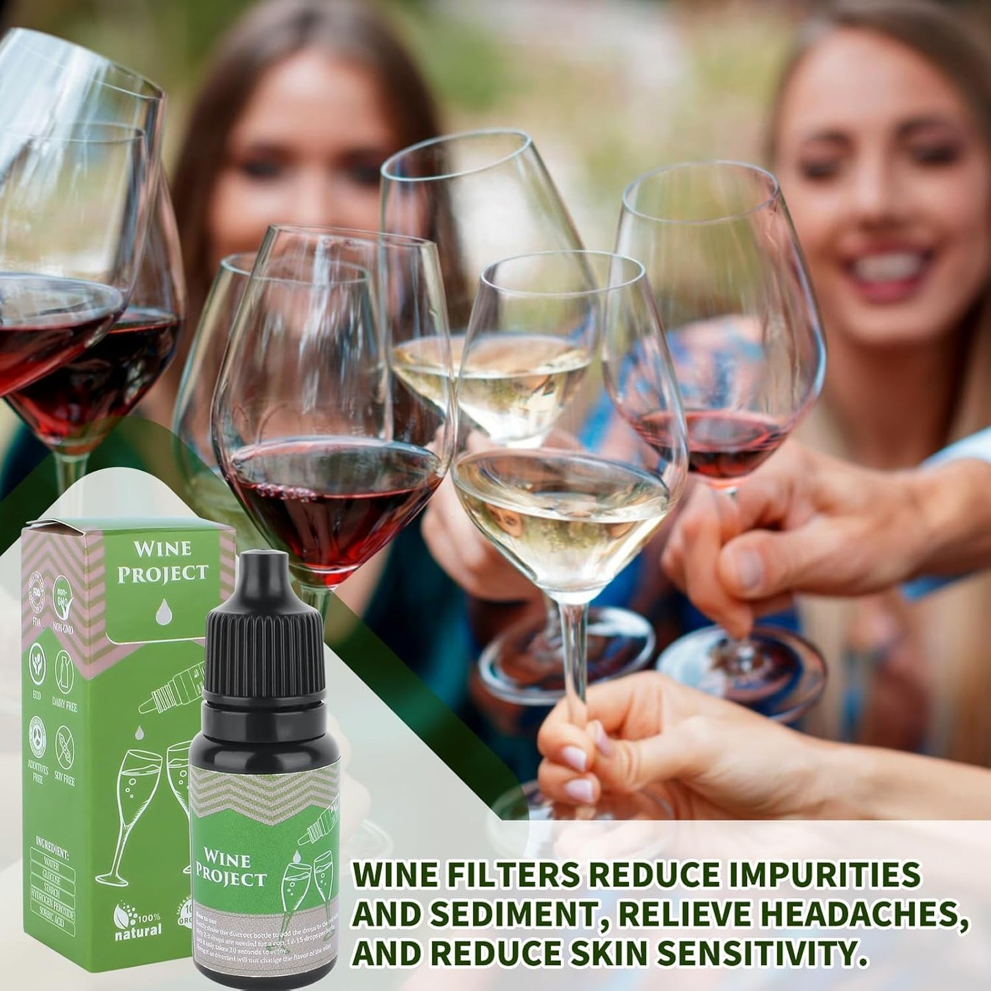 Wine Sulfite Remover Drops, Clerona Wine Filter Drops, Wine Filters for Histamines and Sulfite, the Wine Purifier, Naturally Eliminate Wine Sensitivities and Allergies, (Bottle of 1)