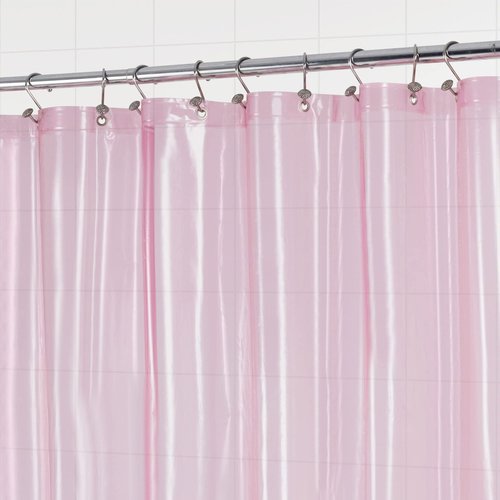Barossa Design Shower Curtain Liner - Premium Clear Pink PEVA Shower Liner with 3 Magnets and Metal Grommets, Waterproof Lightweight Plastic Standard Size Bathroom Curtains - Translucent Pink