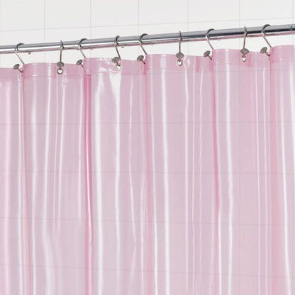Barossa Design Shower Curtain Liner - Premium Clear Pink PEVA Shower Liner with 3 Magnets and Metal Grommets, Waterproof Lightweight Plastic Standard Size Bathroom Curtains - Translucent Pink