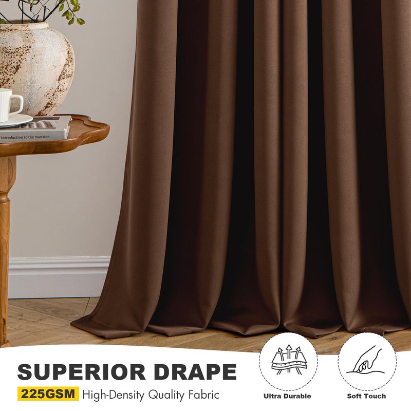 MIULEE Blackout Curtains for Bedroom Living Room 72 Inches Long 2 Panels, Thermal Insulated Room Darkening Drapes Solid Grommet Top Light Blocking Window Curtains W40 x L72 Inch Mocha Brown