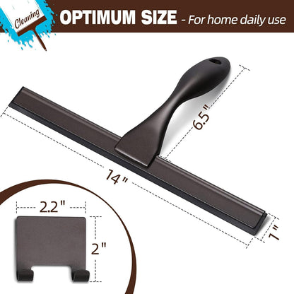 NETANY Shower Squeegee - 14-Inch Stainless Steel Tool for Streak-Free Bathroom & Shower Use