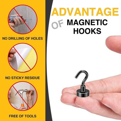 DIYMAG Magnetic Hooks - 30Lbs Heavy Duty Black S-Hooks for Garage, Kitchen & Office | 120 Pack