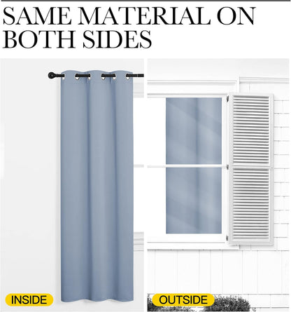 NICETOWN Vintage Blue Blackout Curtains - Thermal Insulated 84-Inch Drapes for Large Windows | 2 Panels, 42" Wide