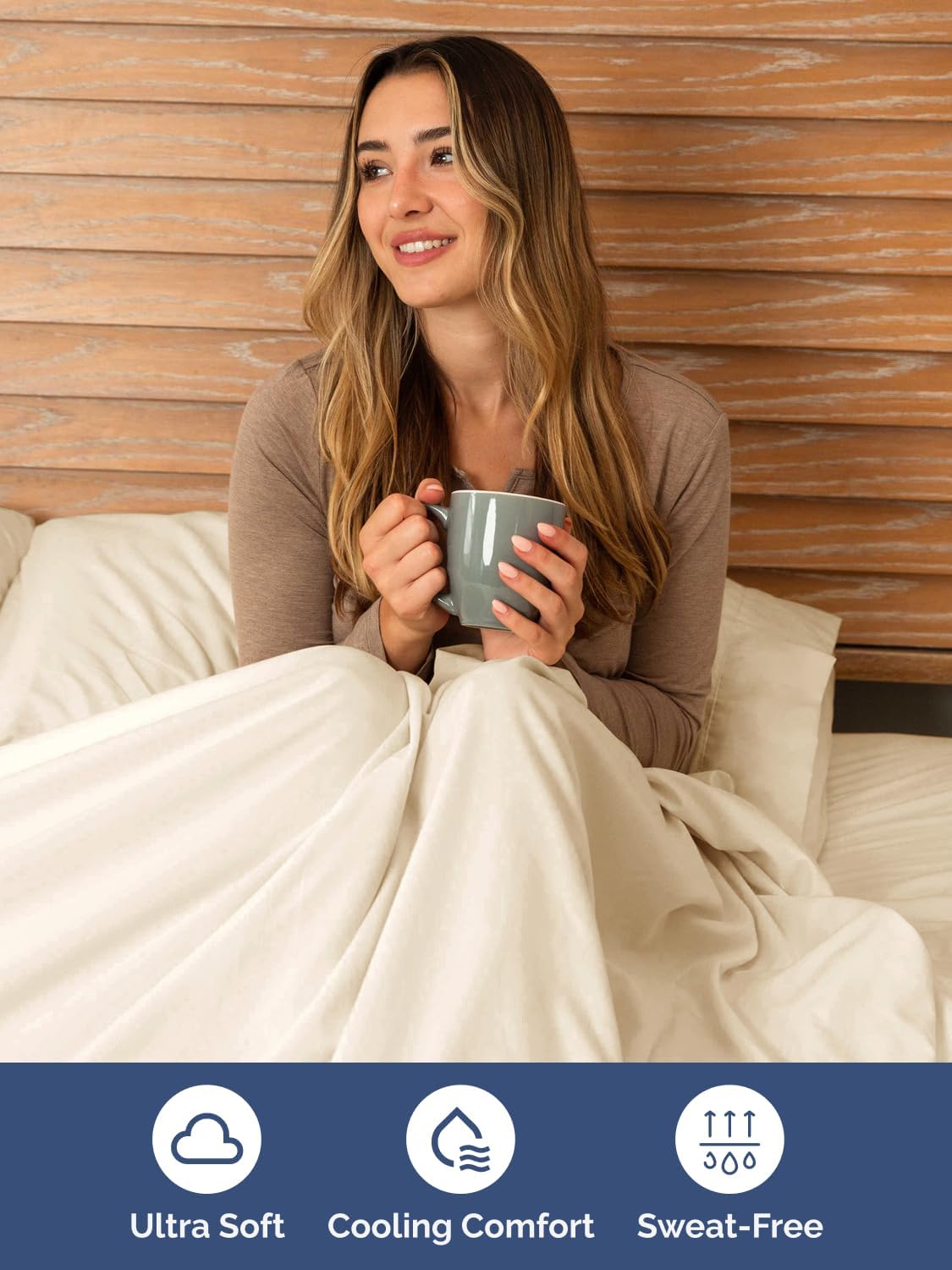 Skiennix Extra Deep Split King Sheet Set - 7 Piece Breathable Cooling Bedding - Soft Wrinkle-Free Off White