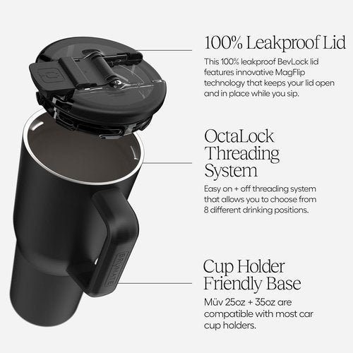 BrüMate Müv 35oz Insulated Coffee Mug - 100% Leak Proof, Stainless Steel Travel Cup | Eclipse Color
