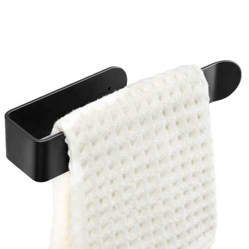 8 Inch Hand Towel Holder, Self Adhesive Towel Bar for Bathroom, Rustproof Aluminum U-Shape Towel Rack Stick on Wall, Black