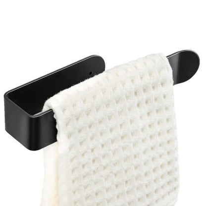 8 Inch Hand Towel Holder, Self Adhesive Towel Bar for Bathroom, Rustproof Aluminum U-Shape Towel Rack Stick on Wall, Black