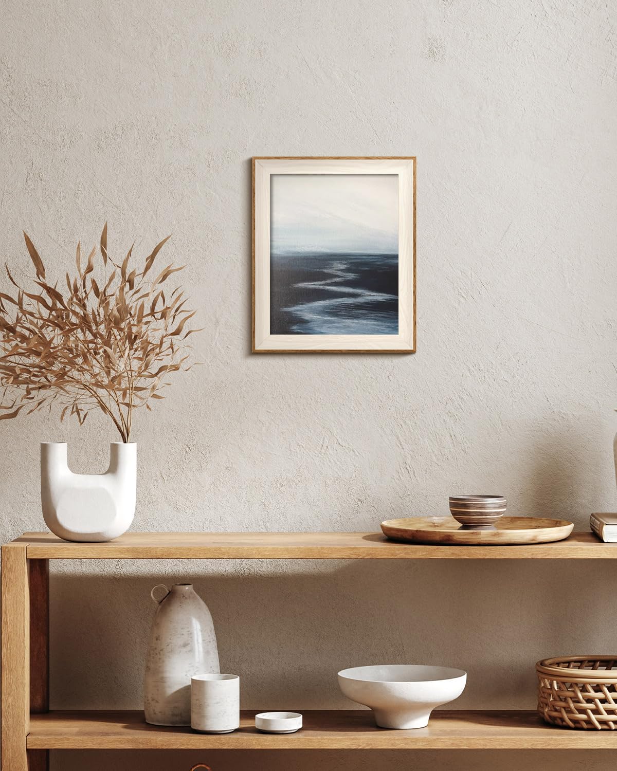 VIYYIEA Framed Wall Art - Abstract River Canvas Prints for Living Room & Bathroom Decor | 12L x 10W