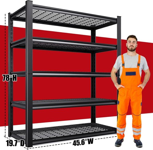 **Regine Switzerland Heavy Duty Garage Shelving - 3000 lbs Capacity, Adjustable 5-Tier Metal Unit | 78"x46"x20"**