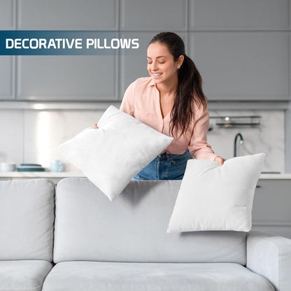 Utopia Bedding Throw Pillows - Set of 4 White 17x17 Inches | Fluffy Down Alternative for Bed & Sofa