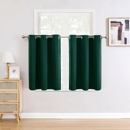 ChrisDowa Small Window Curtains - Grommet Thermal Insulated Room Darkening Panels (Forest Green, 34 x 36 Inch)