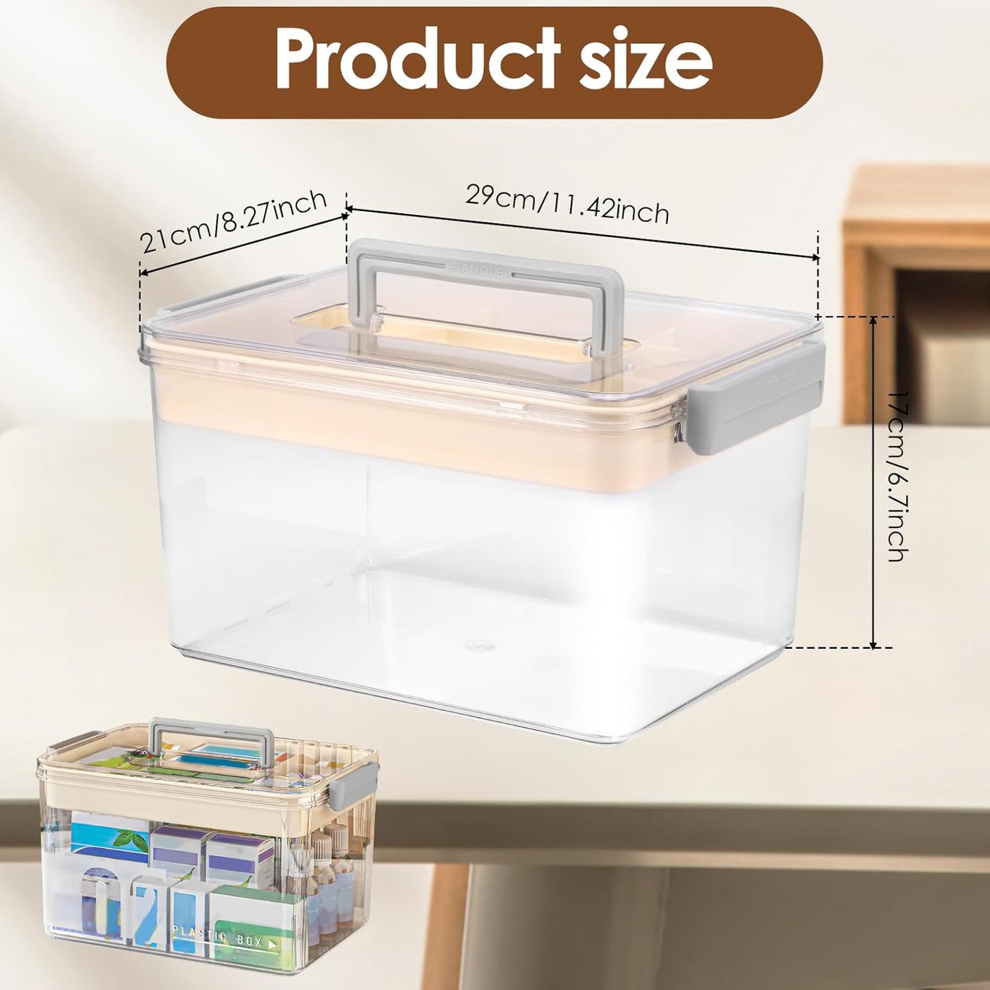 Regine Switzerland Medicine Organizer - Durable Plastic First Aid Storage Box with Handle | Transparent Design