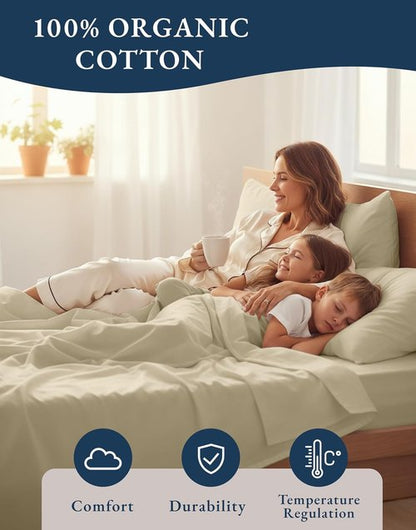 LANE LINEN 100% Organic Cotton California King Sheet Set - Soft, Fade Resistant & Naturally Cooling