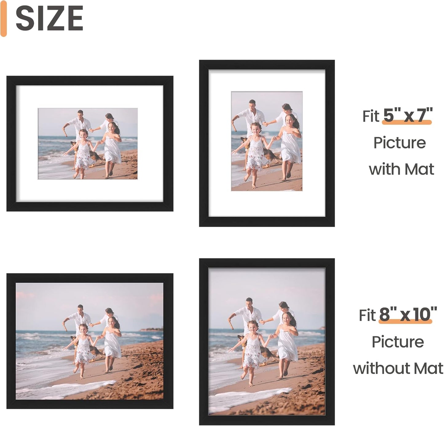 Upsimples 8x10 Picture Frame Set of 5 - Includes 8.5x11 Certificate Frame | Stylish Home Decor