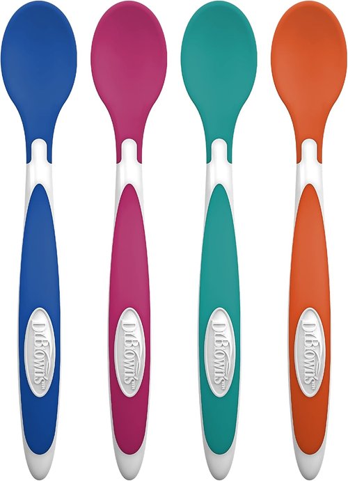 Dr. Brown's TempCheck Spoons - Designed to Nourish | 4-Pack in Blue for Easy Feeding