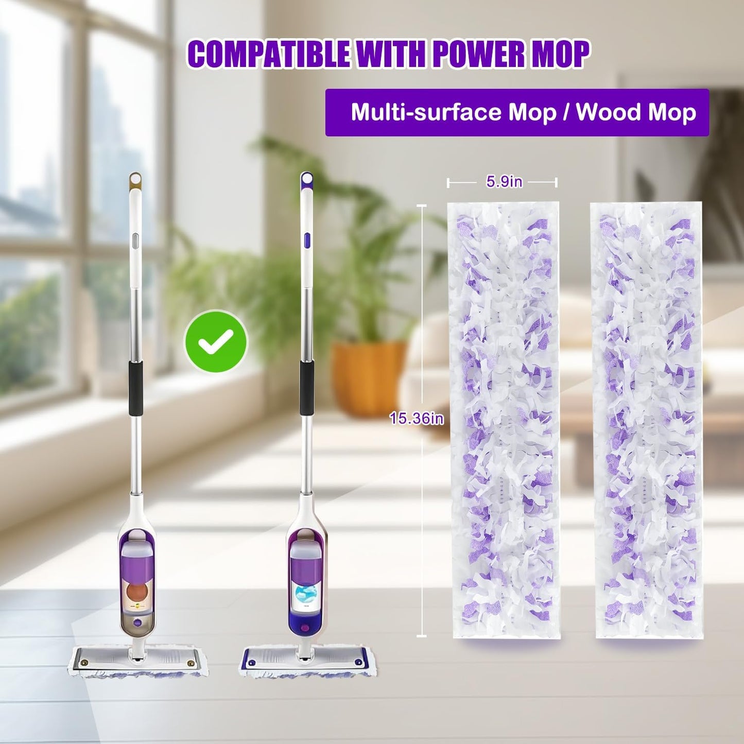 Power Mop Pads - Swiffer PowerMop Compatible Disposable Replacement Pads | 18 Count, Safe for All Floors