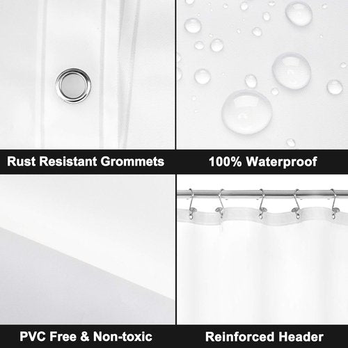 Barossa Design Extra Long Shower Curtain Liner with 6 Magnets - 72" x 84" XL, Waterproof PEVA Shower Liner for Bathroom, PVC Free, Metal Grommets - Frost, 72x84