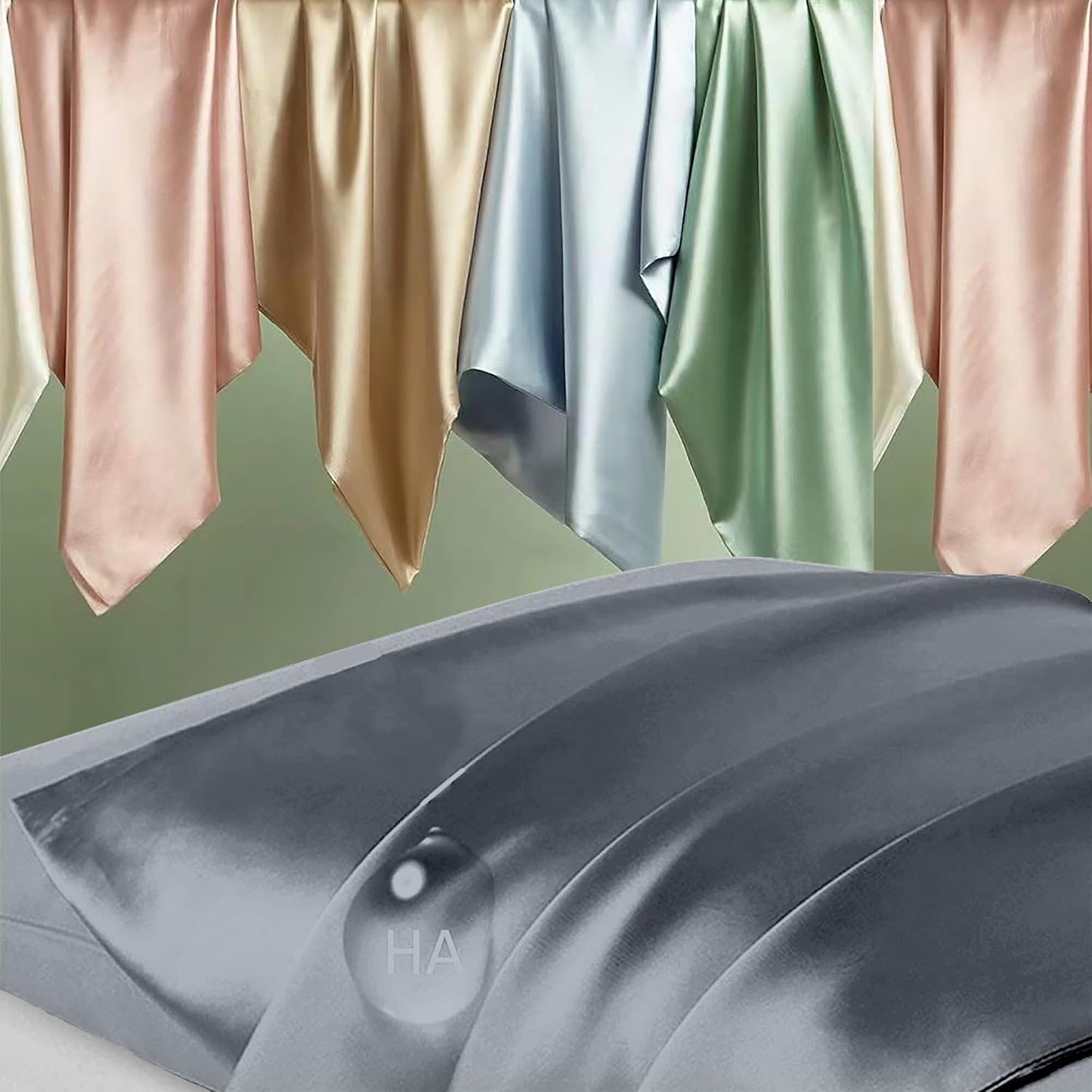 Skiennix Mulberry Silk Pillowcase Set - Anti-Acne & Hair Care | Queen Size, Space Grey, 2 Pack
