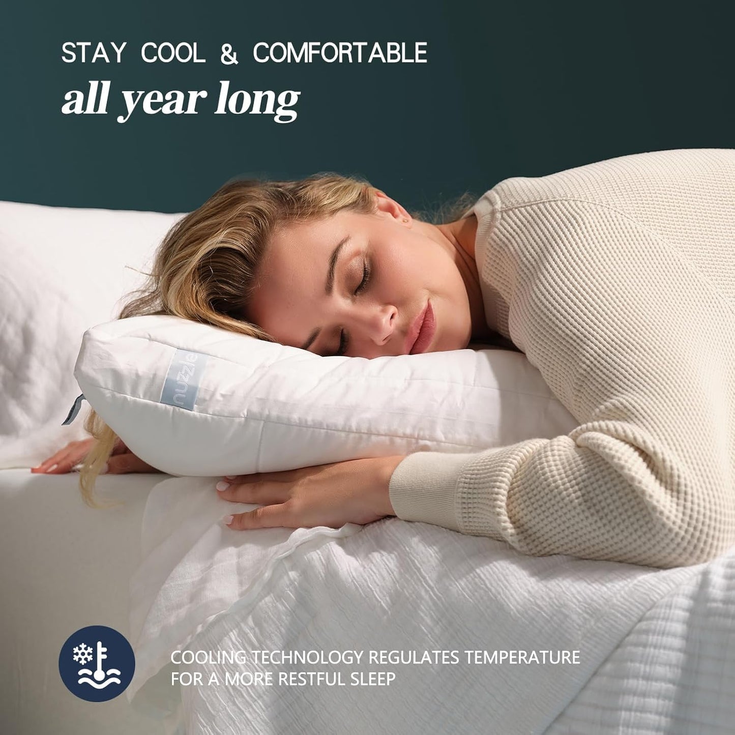 Skiennix Cooling Adjustable Pillows - Luxury Queen Size Set of 4 for Side Sleepers | Soft & Firm Comfort
