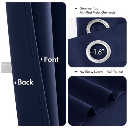 MIULEE Navy Blue Blackout Curtains for Bedroom Living Room 86 Inches Long 2 Panels, Thermal Insulated Room Darkening Drapes Solid Grommet Noise Reducing Light Blocking Window Treatments 40x86 Inch