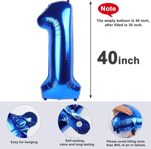 40 Inch Dark Blue Number Balloon by [Brand Name] - Perfect 18th Birthday & Wedding Celebration Decoration
