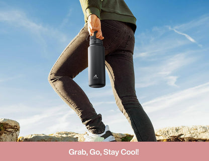 POWCAN 40 oz Insulated Water Bottle - 2-in-1 Straw & Spout Lid | Keeps Drinks Cold 24H, Leak-Proof, BPA-Free (Cotton Candy)