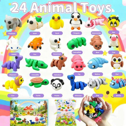 Christmas Advent Calendar 2025 for Kids - 24-Day Countdown with 3D Printed Animals & Educational STEM Toys