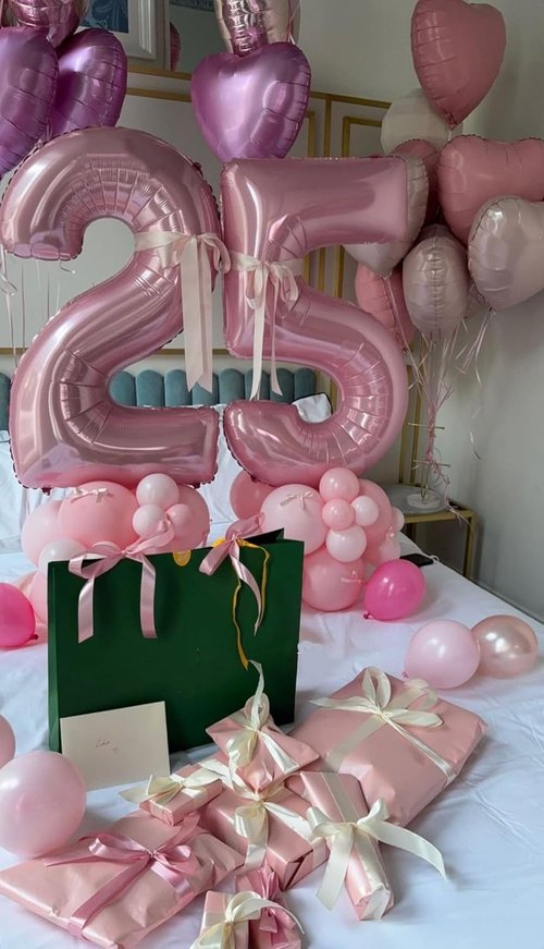 25 Balloon Numbers - 40 Inch Pastel Pink Foil | Happy 25th Birthday Decorations for Women