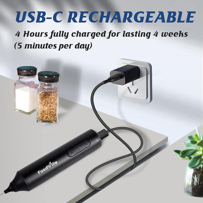 MF05 Rechargeable Milk Frother - USB Handheld Foam Maker with Stainless Whisk for Cappuccino & Latte (Black)