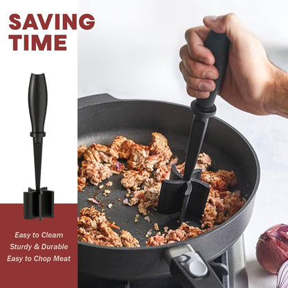 Skiennix Meat Chopper - Efficient Black Kitchen Tool with 46oz Blue Bacon Grease Container