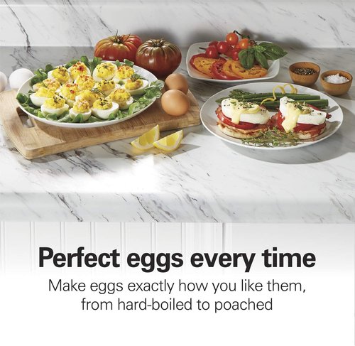 Hamilton Beach 3-in-1 Electric Egg Cooker - Hard Boiled, Poached, Omelet & Steamer, Holds 14, Black