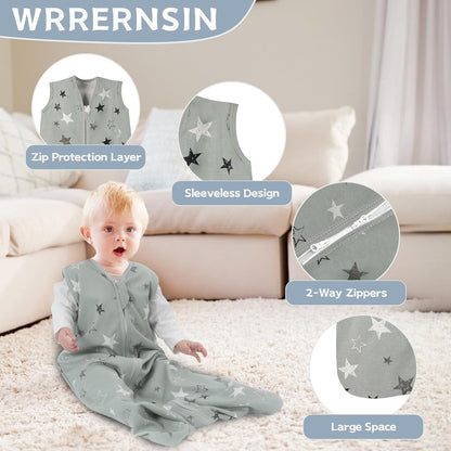 Skiennix Baby Sleep Sack - 100% Cotton Wearable Blanket for Newborns | 3-Pack, 0.5 TOG, 2-Way Zipper