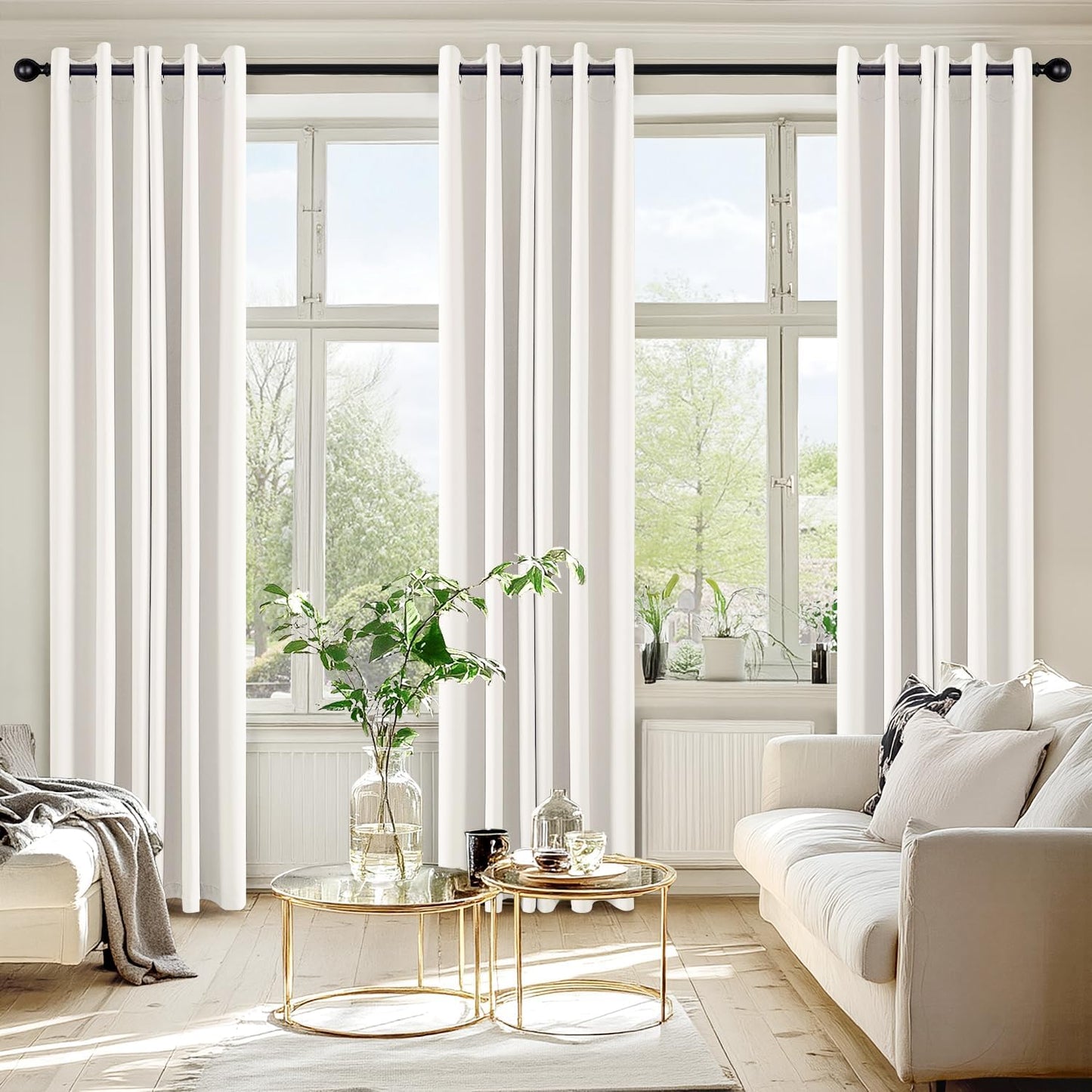 MIULEE Ivory Blackout Curtains - Thermal Insulated Room Darkening Drapes | 72-Inch Length, 2 Panels