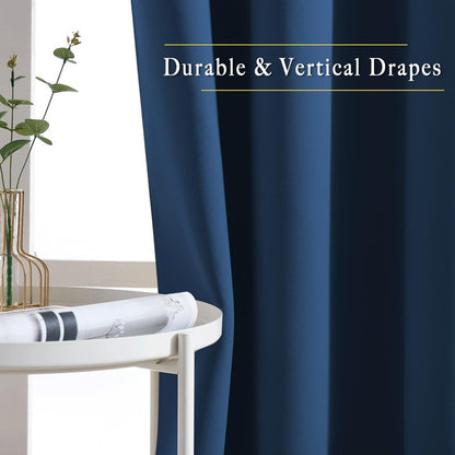 NICETOWN Blackout Curtains and Drapes for Window 95" L - Triple Weave Energy Saving Thermal Insulated Solid Grommet Blackout Panels for Patio (80" Wide per Panel, 2 Panels, Moroccan Blue)