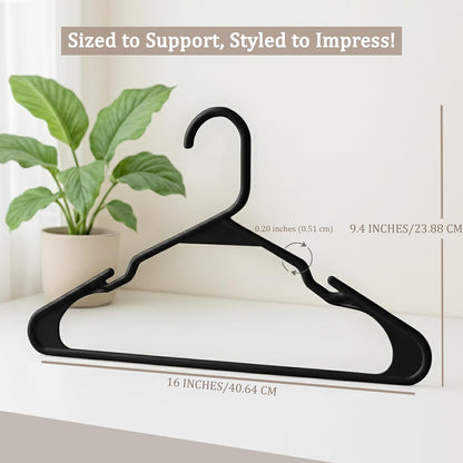 Utopia Home Plastic Hangers - Durable Space-Saving Clothes Hangers - 20 Pack in Black