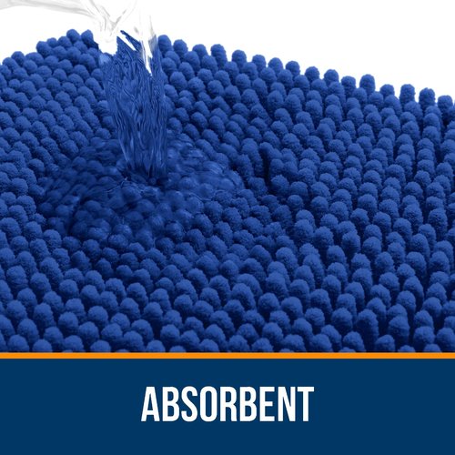 OLANLY Bathroom Rugs 47x20, Extra Soft Absorbent Chenille Bath Rugs, Rubber Backing Quick Dry, Machine Washable Bath Mats for Bathroom Floor, Tub and Shower, Home Decor Accessories, Royal Blue