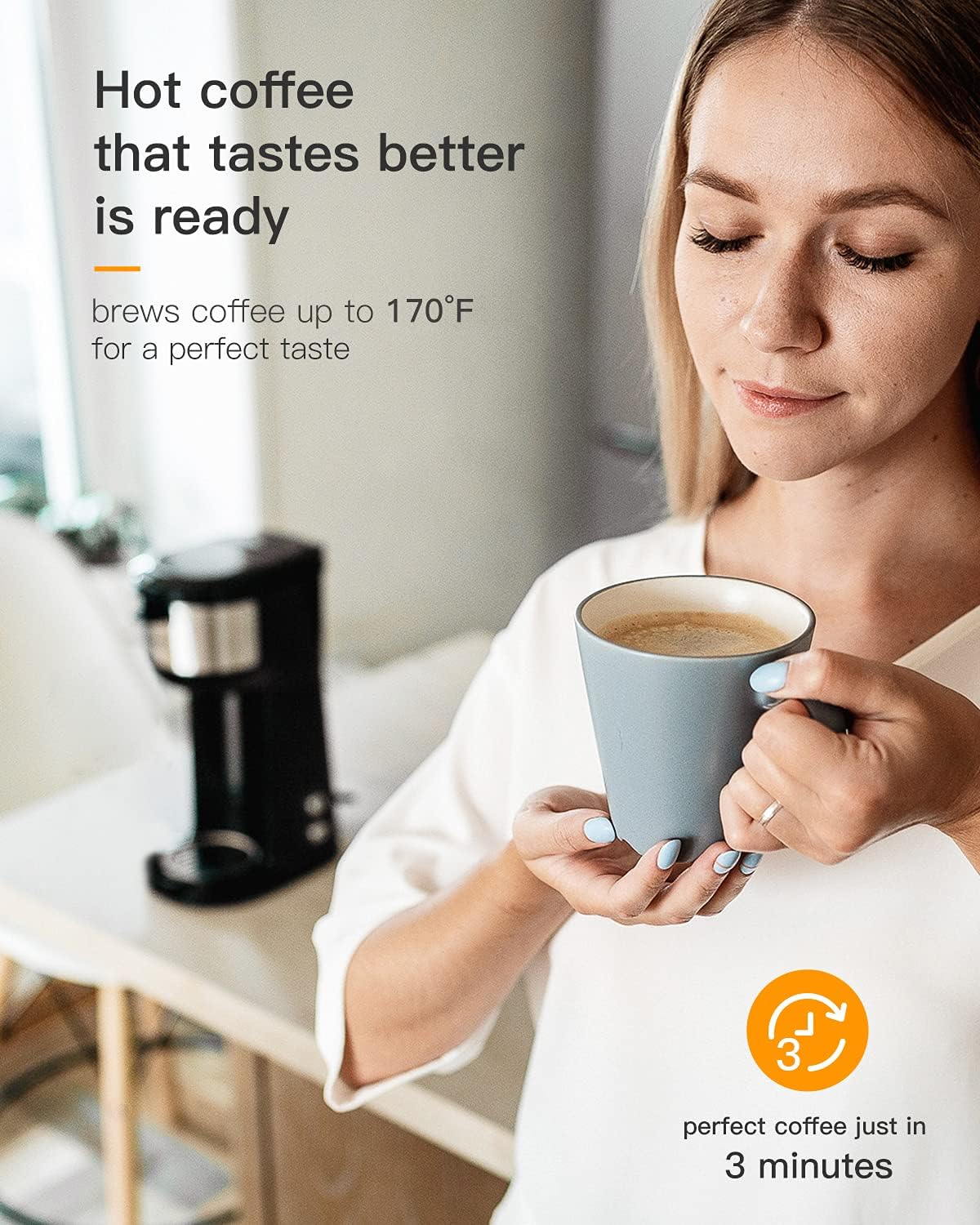 Skiennix Single Serve Coffee Maker - Brew K-Cup Pods & Ground Coffee | Thermal Drip, Self-Cleaning