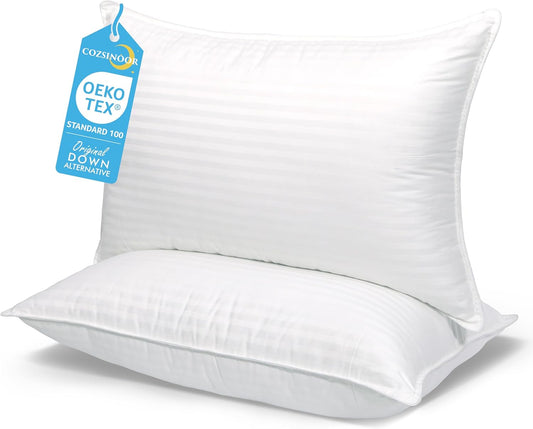 COZSINOOR Queen Size Bed Pillows - Hotel Quality Cooling Microfiber Set of 2 for All Sleep Positions